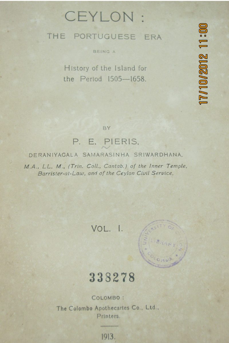 Ceylon - The Portuguese Era ( Vol 1) – P