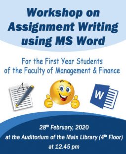 Workshop on Assignment Writing using Ms Word | Library