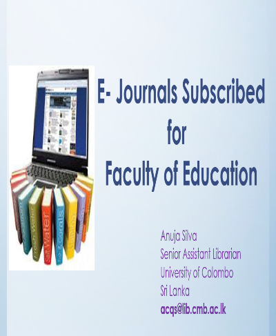 E-Journals Faculty of Education