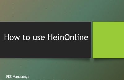 How to use HeinOnline