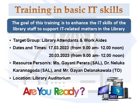 Training on Basic IT Skills for Library Attendants and Work Aides