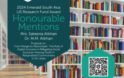 Honourable Mention at the Emerald South Asia LIS Research Fund Award 2024