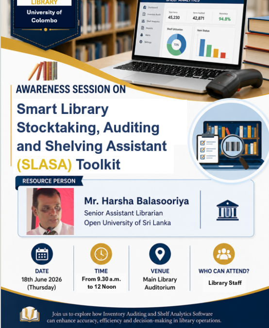 Awareness Session on Stock Taking, Auditing and Shelving Assistant: SLASA Toolkit